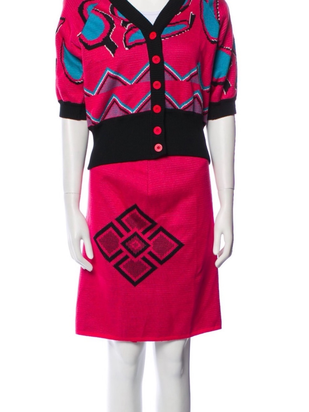YSL Bright Pink Patterned Knit Set